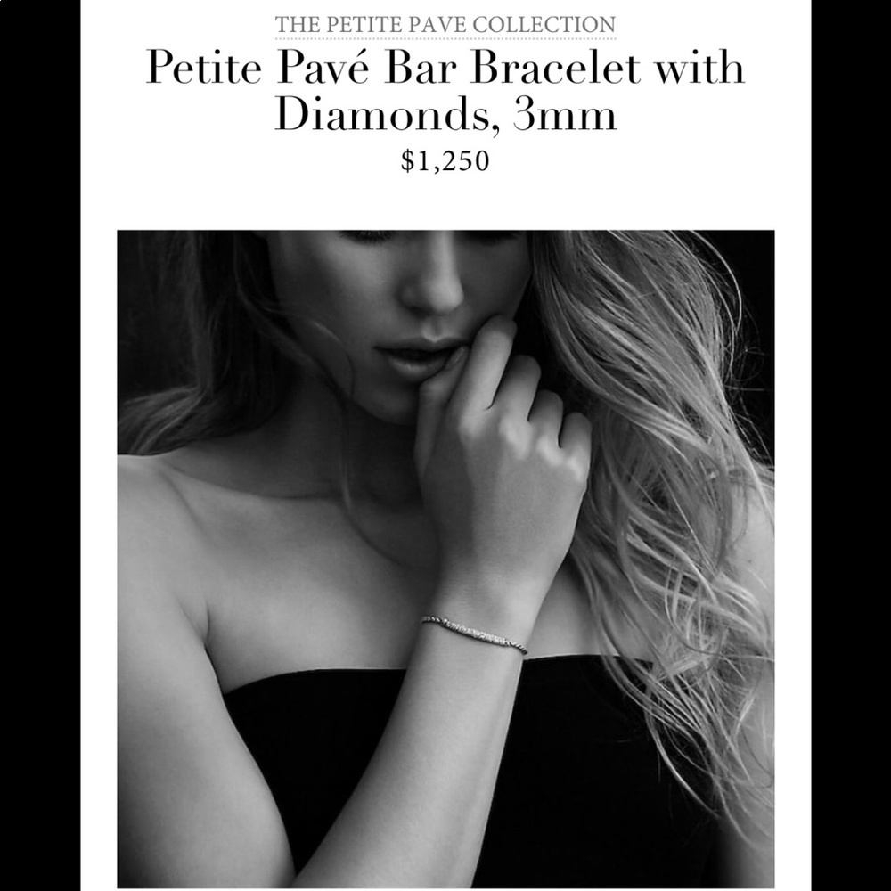 Petite Pavé Bar Bracelet with Diamonds, 3mm